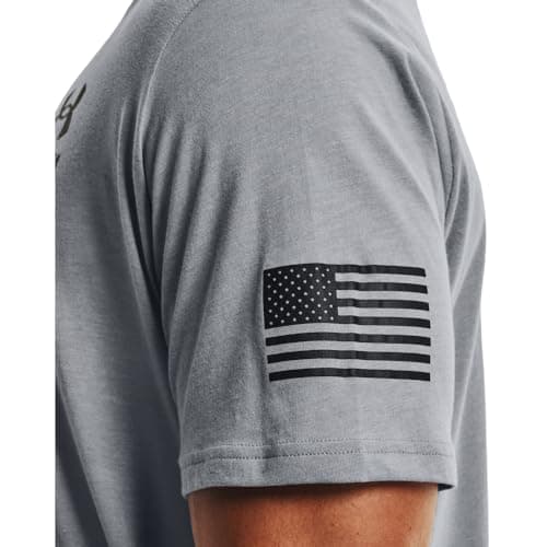 Under Armour Men's New Freedom Flag T-Shirt, Steel Medium Heather (035)/Black, Medium — view 3