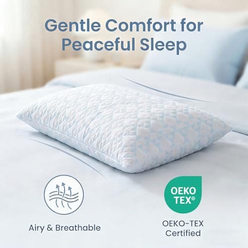 Adjustable Memory Foam Bed Pillows:Queen Size Shredded Foam Pillow Set of 2 for Sleeping with Removable & Washable Pillowcase for Back,Side & Stomach Sleeper-Medium Firm — view 5