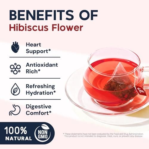 Hibiscus Tea Bags, Hibiscus Flower Herbal Tea - Caffeine & Sugar Free, 120 Teabags — view 4