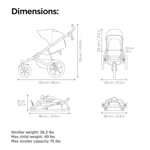Thule Urban Glide 3 Single Child All-Terrain Stroller, Full-Suspension System, Air-Filled Tires, Upright seat with Adjustable Recline and Built-in legrest — view 5