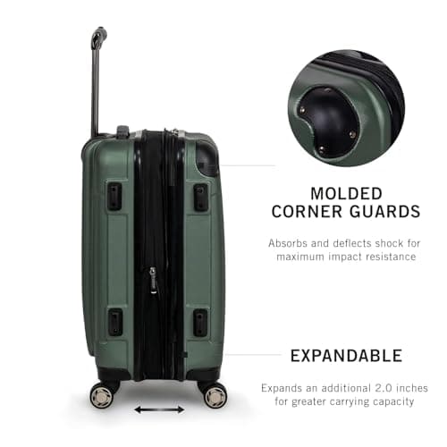 Kenneth Cole REACTION Renegade Luggage Expandable 8-Wheel Spinner Lightweight Hardside Suitcase, Cilantro, 3-Piece Set (20"/24"/28") — view 4