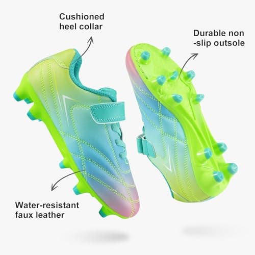 STELLE Kids Soccer Cleats Boys Girls Firm Ground Athletic Outdoor Football Soccer Shoes for Little/Big Kid(GCL005-Prism Pop,1ML) — view 3