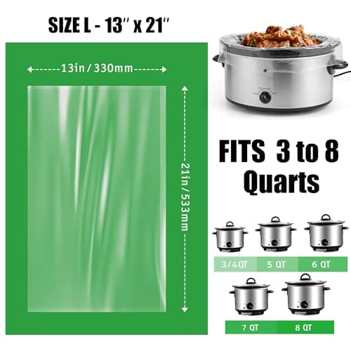OLESBUR 20 Count Slow Cooker Liners, 13"x21", Fits 3-8 Quarts, Disposable Pot Liners Compatible with Crockpot, Oval Large Size, BPA-Free Cooking Bags, Kitchen Accessories, Cook with Ease