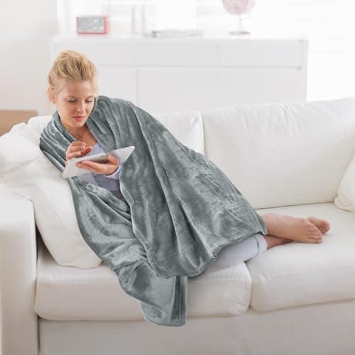 Utopia Bedding Fleece Blanket Throw Size Ash Grey 300GSM Luxury Anti-Static Fuzzy Soft Microfiber Blanket for Couch, Sofa and Bed (50x60 Inch) — view 2