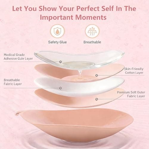 LAZYROSY Sticky Bra Push Up Backless Bras Strapless Stick on Bra Invisible Adhesive Bra with Nipple Covers for Women, Beige, A — view 2