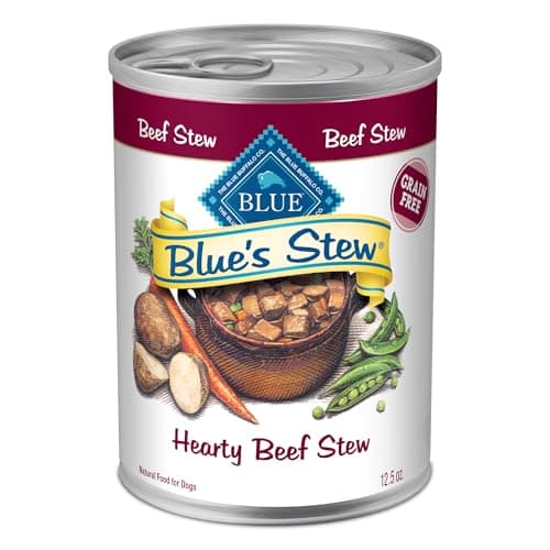 Blue Buffalo Blue’s Stew Hearty Beef Stew, Natural Grain Free Wet Dog Food with Real Beef, Peas, Carrots, & Potatoes in Thick Savory Gravy, Natural Ingredients, 12.5-oz Cans (12 Count)