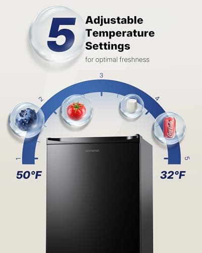 Upstreman 3.2 Cu.Ft Mini Fridge with Freezer, Quiet Efficient Small Fridge, Compact Refrigerator with Adjustable Thermostat, for Dorm, Bedroom, Office, Black-BR321 — view 2