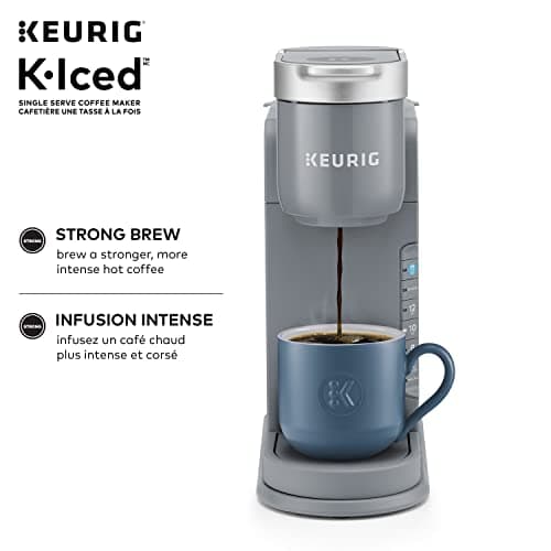Keurig K-Iced Single Serve K-Cup Pod Coffee Maker, Featuring Simple Push Blue Button Brew Over Ice, Grey — view 4