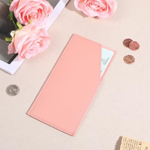 PU Leather Cash Holder, Cash Envelope Wallet Reusable Money Clip for Travel and Budgeting Portable Money Holder Credit Card Organizer for Women Men Receipt Bill Holders Coupon (Pink) — view 3