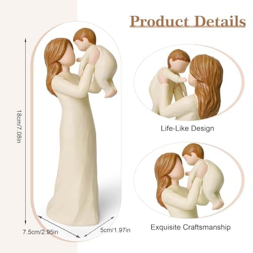 New Mom Gifts - 7” Mother and Child Figurine, Hand-Painted Resin Statue for First Time Mothers, Baby Shower Adoption Birthday