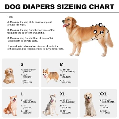 Reusable Dog Diapers Female Medium Washable, Premium Doggie Diaper for Dogs, Pack of 3, Highly Absorbent Dog Diaper for Heat, Incontinence and Puppy Training(M) — view 2