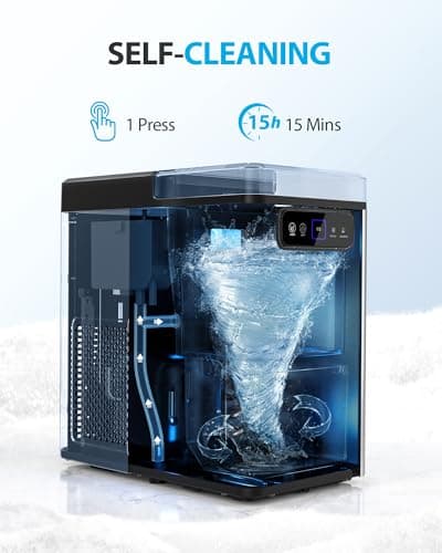 Aeitto Nugget Ice Maker 40Lbs/24H, Countertop Soft Chewable Ice Pebble Ice Machine, One-Click Operation, Auto Self-Cleaning Ice Makers with Scoop&Basket for Home, Office, Kitchen, Party (Grey) — view 3