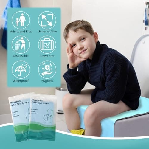 50 Pack Disposable Toilet Seat Covers XL for Travel Accessories Adults Kids — view 3