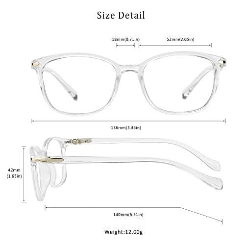 LifeArt Blue Light Blocking Glasses, Anti Eyestrain, Computer Reading Glasses for Women/Men, Anti Glare (Clear, +0.25 Magnification) — view 3