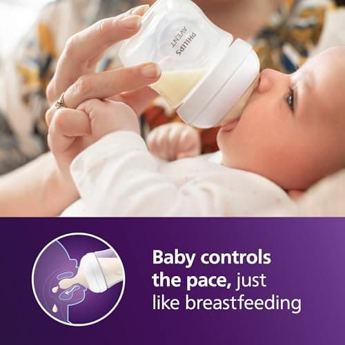 Philips Avent Natural Baby Bottle with Natural Response Nipple (Slow Flow, Flow 2), 4oz, 3-pack, SCY900/03