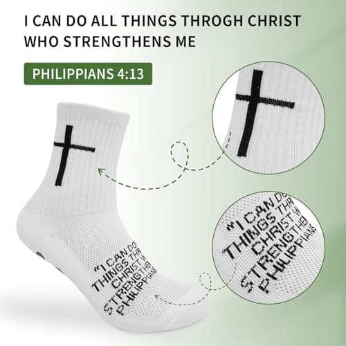 Meudid Youth Grip Soccer Socks with Cross - Anti-Slip Grips Kids Socks with Bible for US 5-10