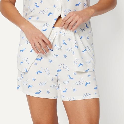 Amazon Essentials Women's x Sofia Grainge Mommy and Me Short Sleeve Pajama Set, Ivory Whales, Medium — view 3