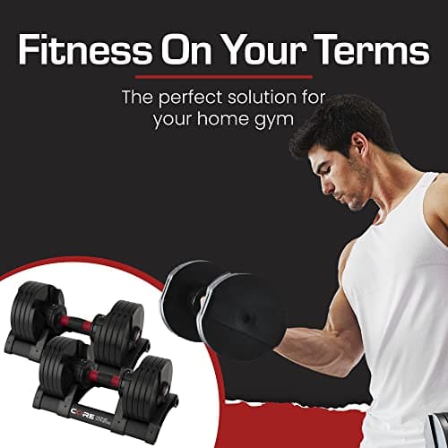 Core Fitness® Adjustable Dumbbell Weight Set By Affordable Dumbbells - Adjustable Weights - Space Saver - Weights - Dumbbells For Your Home - — view 7