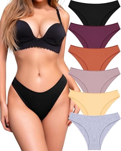 UNDER THE SEA 6 Pack Cotton Underwear for Women Low Rise Bikini High Cut Breathable Panties Underwear Womens Clothing Lingerie