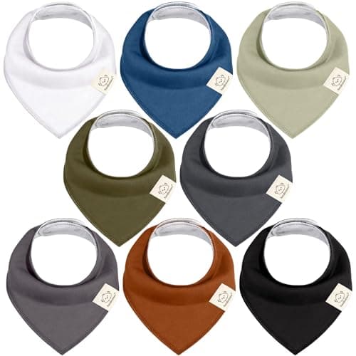 KeaBabies 8pk Organic Baby Bandana Bibs for Drooling and Teething (Basics)