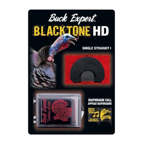 Buck Expert Blacktone HD Single Straight Turkey Call – Diaphragm Mouth Call for Wild Turkey Hunting – Handcrafted, Realistic Hen Sounds, Easy to Use