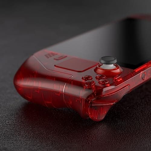 eXtremeRate Clear Red Custom Faceplate Back Plate Shell for Steam Deck, Handheld Console Replacement Housing Case, DIY Full Set Shell with Buttons for Steam Deck LCD Console - Console NOT Included — view 4