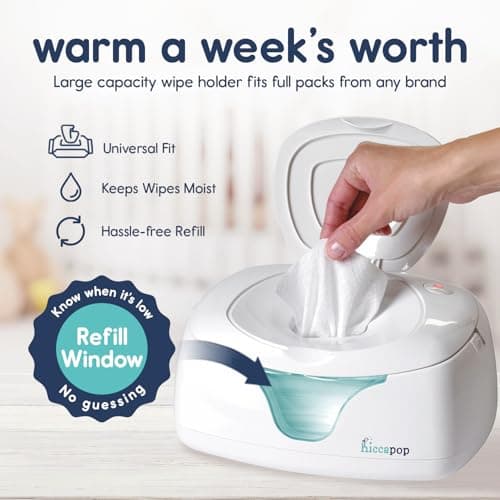 Hiccapop Baby Wipe Warmer and Baby Wet Wipes Dispenser | Baby Wipes Warmer for Babies | Diaper Wipe Warmer with Changing Light, White — view 2