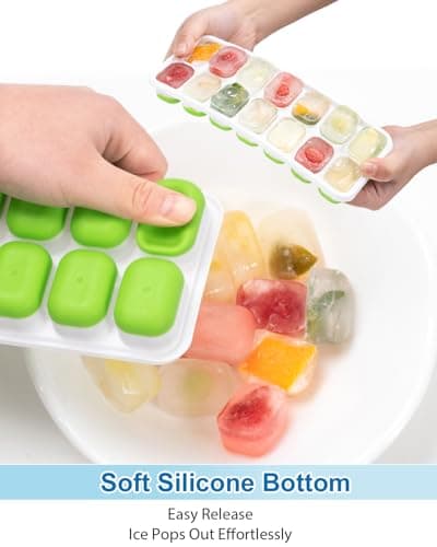 4 Pack Ice Cube Tray, Silicone Ice 14-Cube Trays with Lid, Easy-Release — view 2