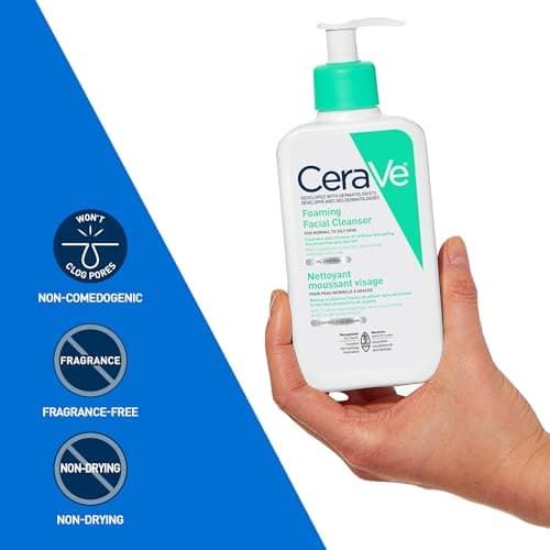 CeraVe Foaming Face Wash, Gel Face Cleanser for Normal to Oily Skin, Removes Excess Oil & Dirt, with Hyaluronic Acid, Niacinamide & Ceramides, Fragrance-Free, Recommended by Dermatologists, 562mL — view 5
