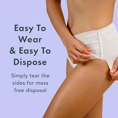 Rael Disposable Underwear for Women, Organic Cotton Cover - Incontinence Pads, Postpartum Essentials, Disposable Underwear, Unscented, Maximum Coverage (Size S-M, 20 Count) — view 5