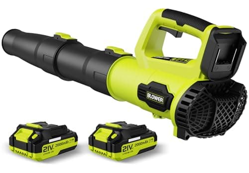Leaf Blower Cordless, Electric Cordless Leaf Blower with 2 Batteries and Fast Charger, Lightweight Battery Powered Leaf Blowers for Lawn Care, Patio Cleaning