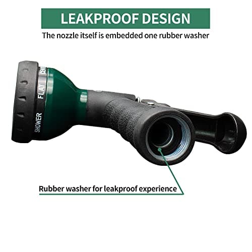 AUTOMAN-Garden-Hose-Nozzle, Metal Water Spray Nozzle with Heavy Duty 7 Adjustable Watering Patterns,Slip Resistant for Watering Plants,Lawn& Garden,Washing Cars,Cleaning,Showering Pets & Outdoor Fun. — view 3