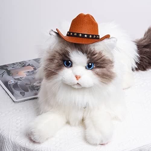 choyaxo Pet Cowboy Costume Cosplay Cap Halloween Costumes for Dogs Cat Pet Party Decoration Mini Cowboy Hat (Brown, Medium) — view 5