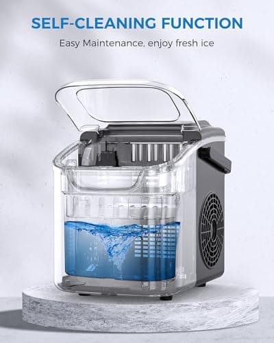 COWSAR Ice Maker Countertop, Portable Self-Cleaning Ice Machine, 26.5lbs/24Hrs, 8 Bullet Ice Cubes in 6 Mins, with Ice Basket and Scoop, Quiet Mini Ice Makers for Home, Kitchen, Bar, Camping — view 5