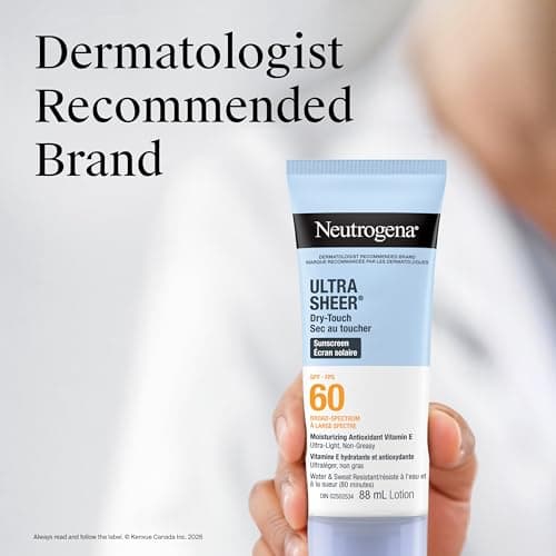 Neutrogena Ultra Sheer Dry Touch Sunscreen Lotion SPF 60 Broad Spectrum UVA UVB Protection Lightweight Water Resistant up to 80 Minutes Oil PABA Oxybenzone Free, 88mL — view 3