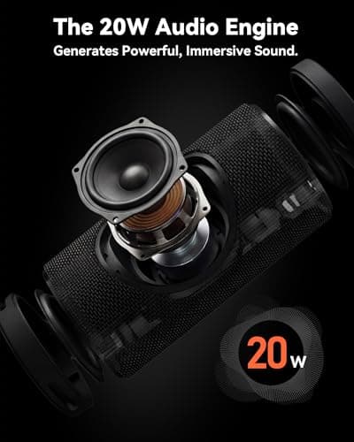 BassBloom Roar 3 Portable Bluetooth Speaker,20W Powerful Sound with JIKE Bass,IPX6 Waterproof,24H Playtime,Bluetooth 5.4,RGB Lights,Wireless TWS Pairing,Outdoor for Camping and Beach (Pink) — view 2