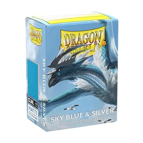 Dragon Shield | Matte Dual Standard Size Card Sleeves | 100ct - Smooth & Tough Premium TCG Sleeves - Compatible with Pokemon, One Piece, and Magic: The Gathering | Sky Blue & Silver — view 2