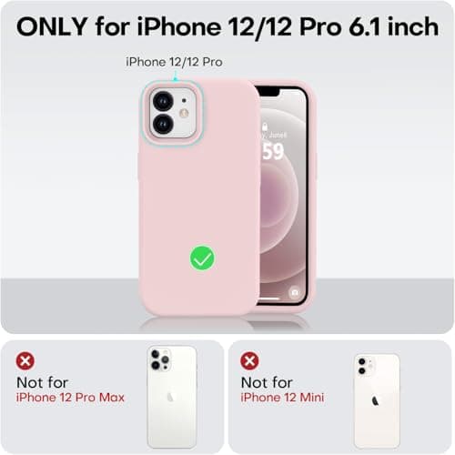 Vooii Compatible with iPhone 12 Case/iPhone 12 Pro Case, Liquid Silicone Upgrade [Soft Anti-Scratch Microfiber Lining] [Shockproof Drop Protection] Phone Case 6.1 inch - Chalk Pink — view 4