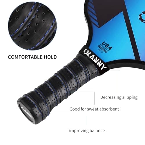 OLANNY Graphite Pickleball Paddles 4 Pack - Premium Rackets Fiber Face & Polymer Honeycomb Core Pickleball Set Includes 4 Pickleball Paddles + Balls+1 Bag (Gradient Pickleball Paddles) — view 2