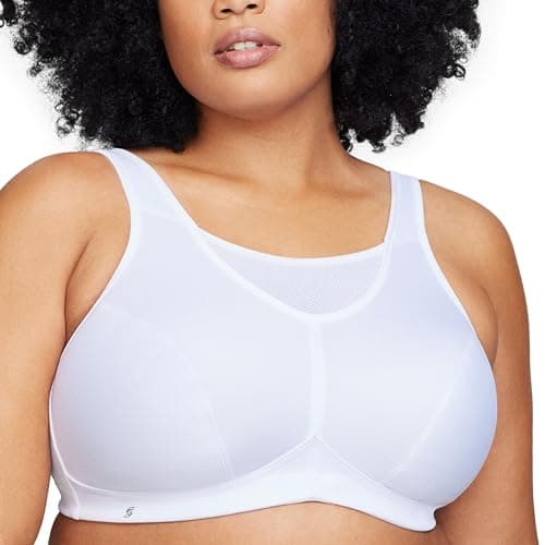 Glamorise Women's No-Bounce Camisole Sports Bra Wirefree #1066, White, 34H