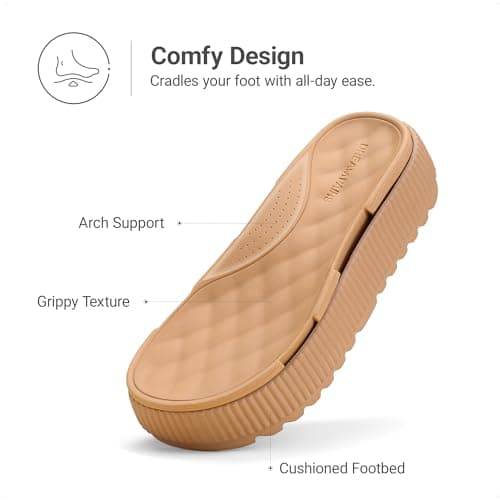 DREAM PAIRS Waterproof Slip On Platform Sandals,Black,8 — view 5