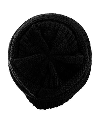C.C Trendy Warm Chunky Soft Stretch Cable Knit Beanie Skully, Black — view 3