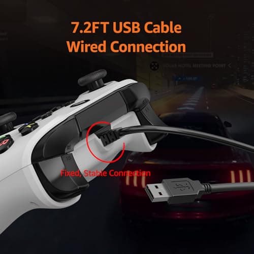 IWGAME Wired Controller for X-BOX ONE/PC, Gamepad with 3.5mm Audio Jack&Dual Vibration, Support Turbo Function, Compatible with X-BOX One/One S/X, X-BOX Series S/X, PC(7.2ft, White) — view 5