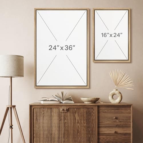 SIGNFORD Framed Canvas Print Wall Art Set Neutral Misty Mountain Landscape Minimal Earth Tone Illustrations Modern Art Relax/Calm for Living Room, Bedroom, Office - 24"x36"x3 Natural — view 6