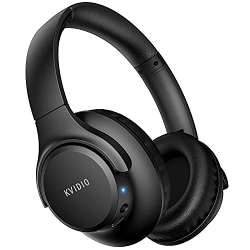 KVIDIO Bluetooth Headphones Over Ear, 65 Hours Wireless Headphones with Microphone, Foldable Lightweight HiFi Stereo Headset with Deep Bass Headphones for Travel Work Laptop PC Cellphone