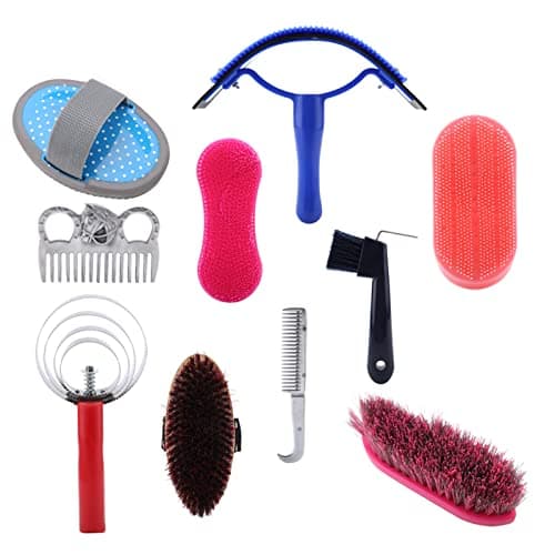 Aumotop Equestrian Cleaning Tool Set Lightweight Horse Care Brush Kit Beautiful Horses Ideal Horse Lovers SiliconeWood