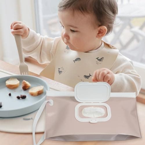 cephira Baby wipes dispenser，portable baby wipes holder for outdoor, Refillable baby wipes container, on the go wet wipe pouch for travel, resuable wipes dispenser for hiking (Nude Pink) — view 2