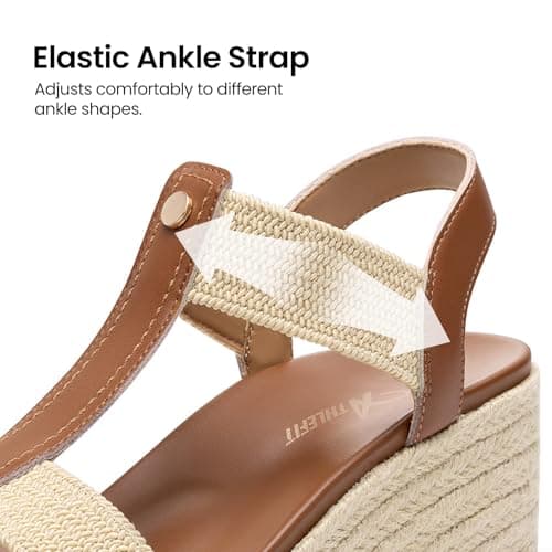 Athlefit Women's Espadrille Low Platform Wedge Sandals Camel Brown 10 — view 4
