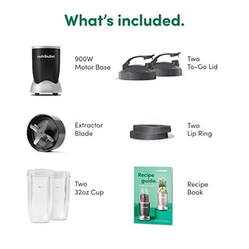 nutribullet® Pro 900W Personal Blender, 13-Piece Set, 32oz and 24oz Cups, Extractor Blade, Smoothies, Food Prep, Blends Ice and Frozen Fruit, Onyx Black, NB9-1301AK — view 9