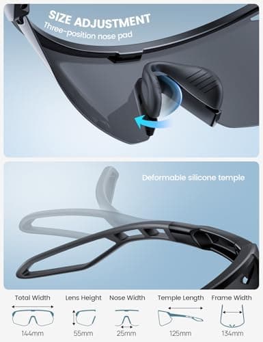 Lamicall Polarized Sports Sunglasses for Men Women, [24g Ultralight] [Adjustable Nose Pad] UV400 Protection Sun Glasses for Cycling Running Baseball Fishing Golf Beach Volleyball Driving — view 5